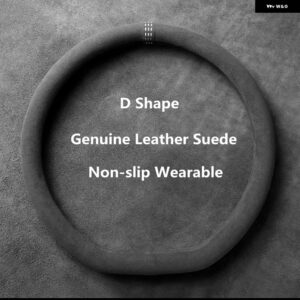 ソフトブラック 本革 スエードカー ステアリングホイール カバー フォルクスワーゲン VW ゴルフ MK パサート ポロ ジャッタ ティグアン カーアクセサリー - D Shape White