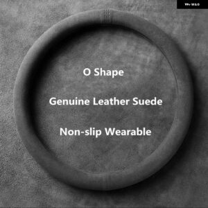 ソフトブラック 本革 スエードカー ステアリングホイール カバー フォルクスワーゲン VW ゴルフ MK パサート ポロ ジャッタ ティグアン カーアクセサリー - O Shape Black