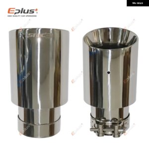 EPLSU 車用 ステンレス シルバー マフラーチップ 汎用 マフラー マフラー 二層ノズル 二層 装飾 ベベルエンド - 51mm-89mm
