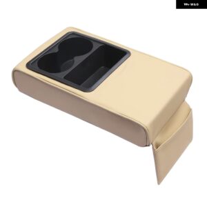 自動車用 アームレスト クッション アームレスト カップ ホルダー リア用 肘掛け サポート 強化 車用 アームレスト ホルダー 車両用アーム クッション 収納 - Beige