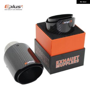 車用 光沢カーボン マフラーチップ 排気 システム パイプ マフラー ノズル 汎用 ストレート ステンレス ブラック - 51mm-76mm