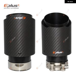 車用マットカーボンマフラーチップ排気 システム パイプ マフラーノズル 汎用 ストレート ステンレス ブラックAKRAPOVIC - 51mm-76mm