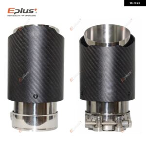 汎用 カーマットカーボンマフラーチップ排気 システム パイプ マフラーノズルストレート ステンレス シルバー - 51mm-76mm