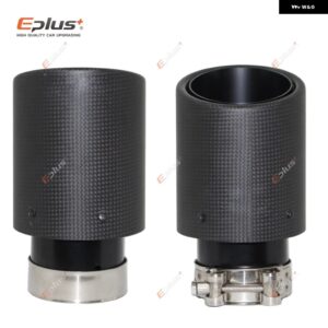 車用マットカーボンマフラーチップ排気 システム パイプ マフラーノズル 汎用 圧着 ステンレス ブラック - 51mm-76mm