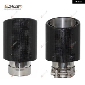 車用光沢カーボンマフラーチップ排気 システム パイプ マフラーノズル 汎用 圧着 ステンレス シルバー - 51mm-76mm