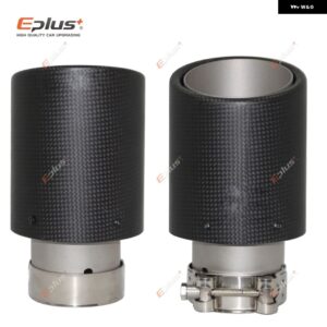 車用マットカーボンマフラーチップ排気 システム パイプ マフラーノズル 汎用 圧着 ステンレス シルバー - 51mm-76mm