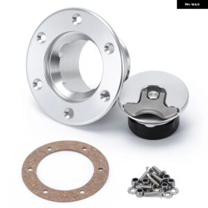 LIZHI RACING - アルミ ビレット フューエルセル/フューエルサージ タンクキャップ フラッシュ マウント 6ボルト 表面酸化 開口部ID 35.5MM LZ-SLYXG01 - Silver