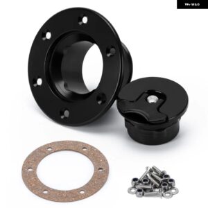 LIZHI RACING - アルミ ビレット フューエルセル/フューエルサージ タンクキャップ フラッシュ マウント 6ボルト 表面酸化 開口部ID 35.5MM LZ-SLYXG01 - black