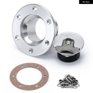 LIZHI RACING - アルミ ビレット フューエルセル/フューエルサージ タンクキャップ フラッシュ マウント 6ボルト 表面酸化 開口部ID 35.5MM LZ-SLYXG01 - Silver PQY