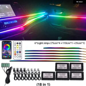22IN1 ダイナミックアクリル LED ストリップ 車内 LED ライト ワイヤレス APP リモコン 付き DREAMCOLOR 車内ライトキット - 18 in 1 Full Color