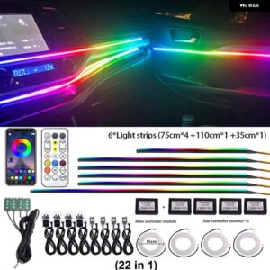 22IN1 ダイナミックアクリル LED ストリップ 車内 LED ライト ワイヤレス APP リモコン 付き DREAMCOLOR 車内ライトキット - 22 in 1 Full Color