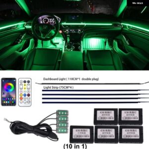 22IN1 ダイナミックアクリル LED ストリップ 車内 LED ライト ワイヤレス APP リモコン 付き DREAMCOLOR 車内ライトキット - 10 in 1 Not Rainbow