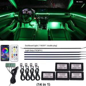 22IN1 ダイナミックアクリル LED ストリップ 車内 LED ライト ワイヤレス APP リモコン 付き DREAMCOLOR 車内ライトキット - 14 in 1 Not Rainbow