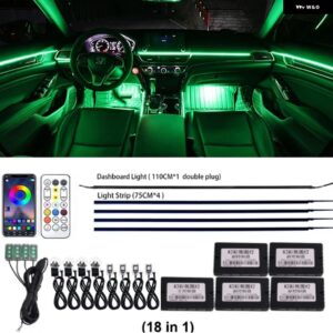 22IN1 ダイナミックアクリル LED ストリップ 車内 LED ライト ワイヤレス APP リモコン 付き DREAMCOLOR 車内ライトキット - 18 in 1 Not Rainbow