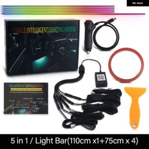 22IN1 ダイナミックアクリル LED ストリップ 車内 LED ライト ワイヤレス APP リモコン 付き DREAMCOLOR 車内ライトキット - 5 in 1 Cigarette
