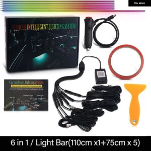 22IN1 ダイナミックアクリル LED ストリップ 車内 LED ライト ワイヤレス APP リモコン 付き DREAMCOLOR 車内ライトキット - 6 in 1 Cigarette