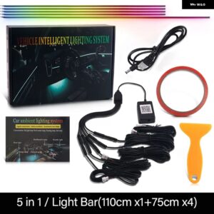 22IN1 ダイナミックアクリル LED ストリップ 車内 LED ライト ワイヤレス APP リモコン 付き DREAMCOLOR 車内ライトキット - 5 in 1 USB