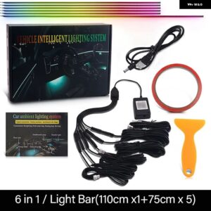 22IN1 ダイナミックアクリル LED ストリップ 車内 LED ライト ワイヤレス APP リモコン 付き DREAMCOLOR 車内ライトキット - 6 in 1 USB