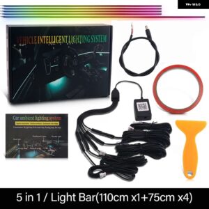 22IN1 ダイナミックアクリル LED ストリップ 車内 LED ライト ワイヤレス APP リモコン 付き DREAMCOLOR 車内ライトキット - 5 in 1 Wire