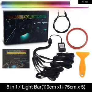22IN1 ダイナミックアクリル LED ストリップ 車内 LED ライト ワイヤレス APP リモコン 付き DREAMCOLOR 車内ライトキット - 6 in 1 Wire