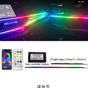 22IN1 ダイナミックアクリル LED ストリップ 車内 LED ライト ワイヤレス APP リモコン 付き DREAMCOLOR 車内ライトキット - 2 in 1 Full Color