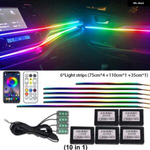 22IN1 ダイナミックアクリル LED ストリップ 車内 LED ライト ワイヤレス APP リモコン 付き DREAMCOLOR 車内ライトキット - 10 in 1 Full Color