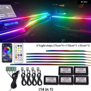 22IN1 ダイナミックアクリル LED ストリップ 車内 LED ライト ワイヤレス APP リモコン 付き DREAMCOLOR 車内ライトキット - 14 in 1 Full Color
