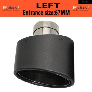 汎用 カーマットカーボンマフラーチップマフラーノズル 装飾 ステンレス シルバーオーバル150MM左右傾斜 - left 67MM