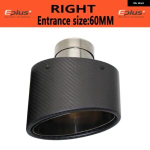 汎用 カーマットカーボンマフラーチップマフラーノズル 装飾 ステンレス シルバーオーバル150MM左右傾斜 - right 60mm