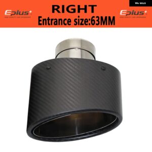 汎用 カーマットカーボンマフラーチップマフラーノズル 装飾 ステンレス シルバーオーバル150MM左右傾斜 - right 63mm