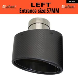 汎用 カーマットカーボンマフラーチップマフラーノズル 装飾 ステンレス シルバーオーバル150MM左右傾斜 - left 57MM