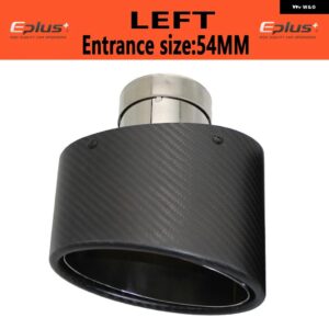 汎用 カーマットカーボンマフラーチップマフラーノズル 装飾 ステンレス シルバーオーバル150MM左右傾斜 - left 54MM