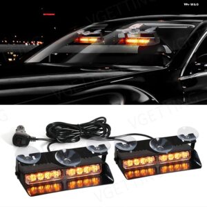 車用 フロントガラス ハザード灯 アセンブリ 2-IN-1 16LED ストロボライト アンバー ホワイト ブルー 室内安全フラッシュライト 12V - Yellow