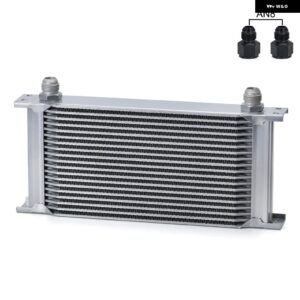 19列 汎用 英国タイプアルミ エンジン トランス ミッション オイルクーラー 10ANメス-8AN 6ANオスフィッティング アダプター 付きLZ7019 - silver an8 fitting