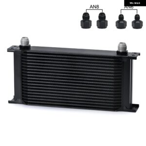 19列 汎用 英国タイプアルミ エンジン トランス ミッション オイルクーラー 10ANメス-8AN 6ANオスフィッティング アダプター 付きLZ7019 - an6 an8 fitting