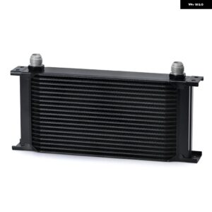 19列 汎用 英国タイプアルミ エンジン トランス ミッション オイルクーラー 10ANメス-8AN 6ANオスフィッティング アダプター 付きLZ7019 - black