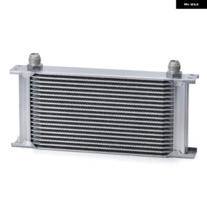 19列 汎用 英国タイプアルミ エンジン トランス ミッション オイルクーラー 10ANメス-8AN 6ANオスフィッティング アダプター 付きLZ7019 - Silver