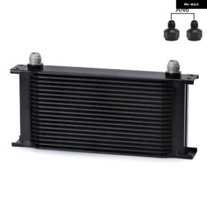 19列 汎用 英国タイプアルミ エンジン トランス ミッション オイルクーラー 10ANメス-8AN 6ANオスフィッティング アダプター 付きLZ7019 - Black AN6 Fitting