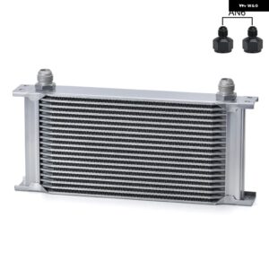 19列 汎用 英国タイプアルミ エンジン トランス ミッション オイルクーラー 10ANメス-8AN 6ANオスフィッティング アダプター 付きLZ7019 - silver an6 fitting