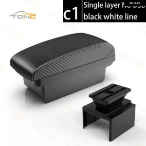 車用 汎用 アームレスト ボックス コンソール 収納 ボックス 車内 カスタム パーツ3USB - C1 White line NoUSB