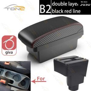 FORD ECOSPORT アームレスト ボックス 2013-2017 車用 アームレスト ボックス インナー カスタム USB充電 カーアクセサリー - B2 Red line 3 USB