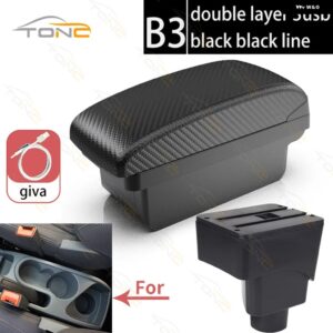 FORD ECOSPORT アームレスト ボックス 2013-2017 車用 アームレスト ボックス インナー カスタム USB充電 カーアクセサリー - B3 Black line 3 USB