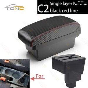 FORD ECOSPORT アームレスト ボックス 2013-2017 車用 アームレスト ボックス インナー カスタム USB充電 カーアクセサリー - C2 Red line No USB