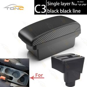 FORD ECOSPORT アームレスト ボックス 2013-2017 車用 アームレスト ボックス インナー カスタム USB充電 カーアクセサリー - C3 Black line No USB