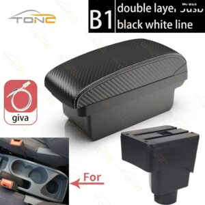 FORD ECOSPORT アームレスト ボックス 2013-2017 車用 アームレスト ボックス インナー カスタム USB充電 カーアクセサリー - B1 White line 3 USB