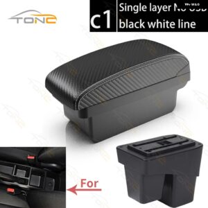 ホンダ ジャズ アームレスト ボックス ホンダ ジャズ 2 車用 アームレスト 2014-2020 2015 - 19 アーム 収納 ボックス カーアクセサリー - C1 White line NoUSB