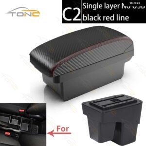 ホンダ ジャズ アームレスト ボックス ホンダ ジャズ 2 車用 アームレスト 2014-2020 2015 - 19 アーム 収納 ボックス カーアクセサリー - C2 Red line No USB