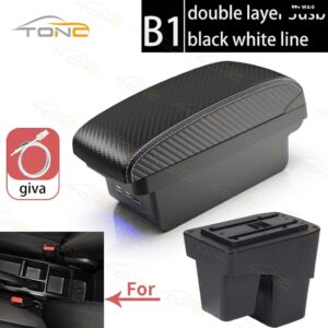 ホンダ ジャズ アームレスト ボックス ホンダ ジャズ 2 車用 アームレスト 2014-2020 2015 - 19 アーム 収納 ボックス カーアクセサリー - B1 White line 3 USB