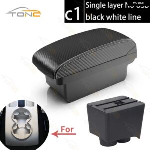 フォルクスワーゲン ポロ アームレスト VW ポロ 9N 3 車用 アームレスト ボックス 2002-2009 レトロパーツ 収納 ボックス 車内アクセサリー USB - C1 White line NoUSB