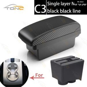 フォルクスワーゲン ポロ アームレスト VW ポロ 9N 3 車用 アームレスト ボックス 2002-2009 レトロパーツ 収納 ボックス 車内アクセサリー USB - C3 Black line No USB